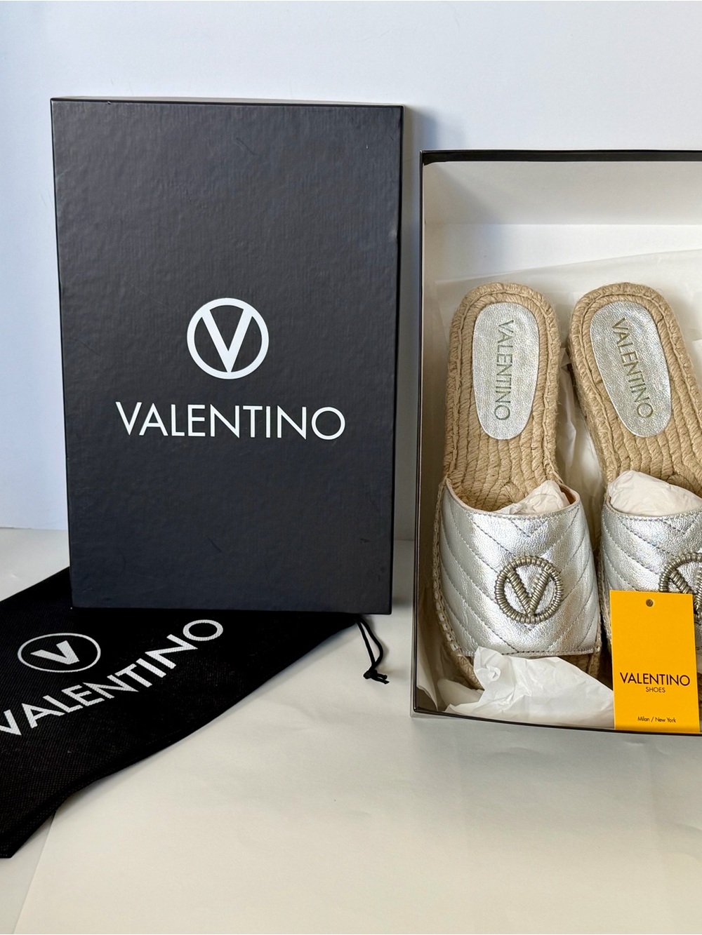 Valentino Clabee Silver Espadrilles